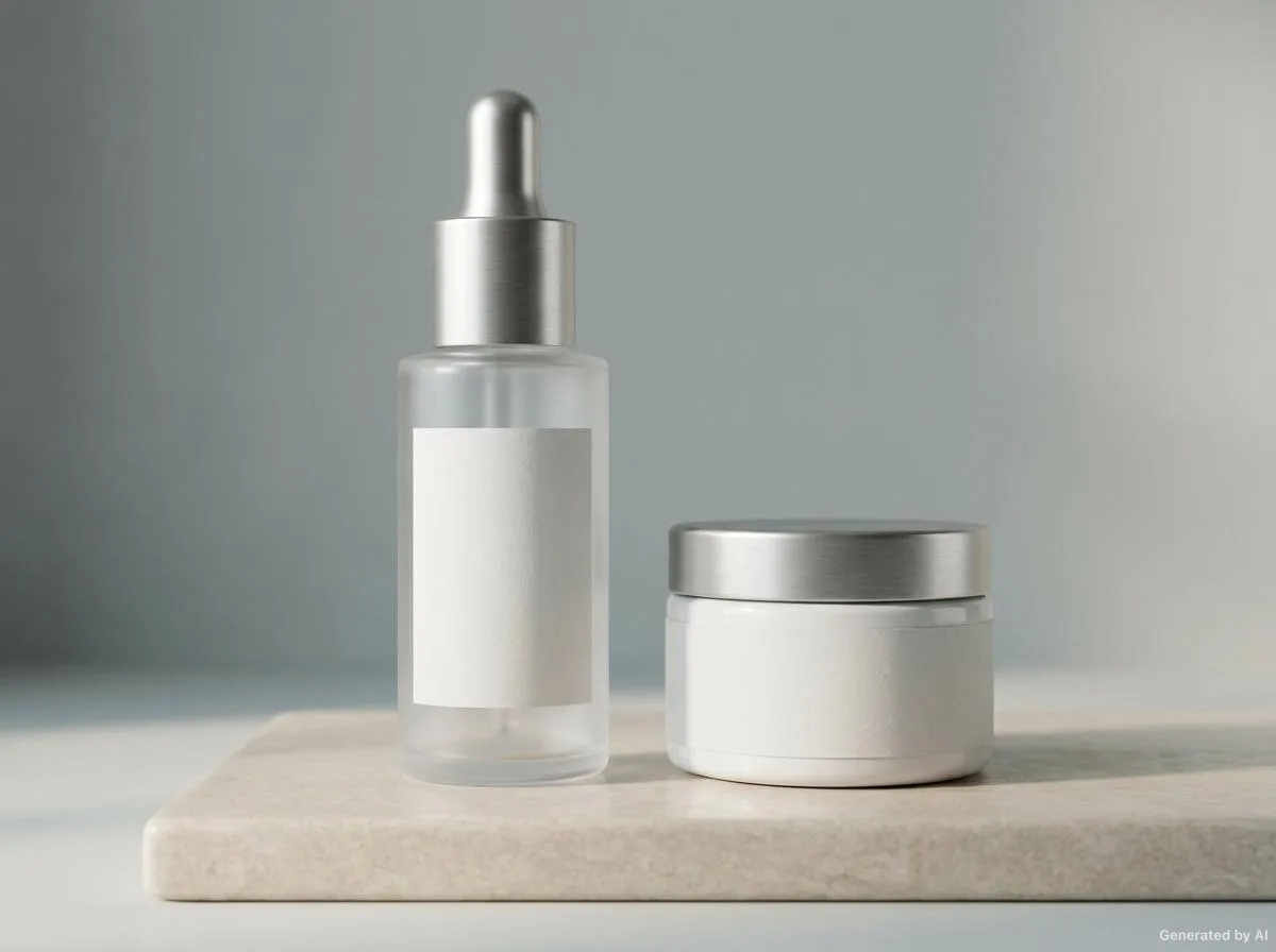 Label applications on cosmetic bottles and jars